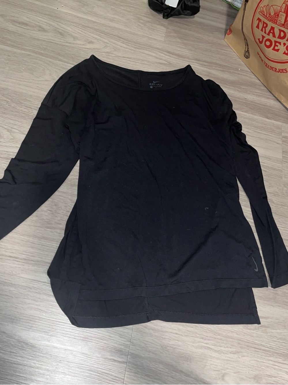 Nike Black Long Sleeve Women's Layered Hem Tee